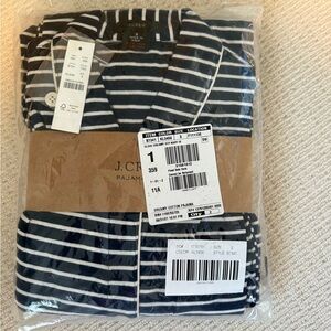 J. Crew Dark Blue and White Striped Sleepwear